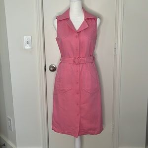 Talbots Petites Barbie pink vintage style collared dress, size 4